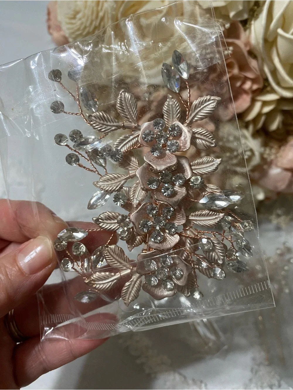 Rose Gold Floral Pearl Hair Pins - Women Accessories